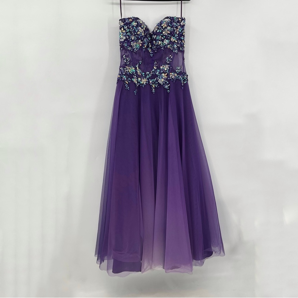 Jovani Purple Tulle Prom Dress